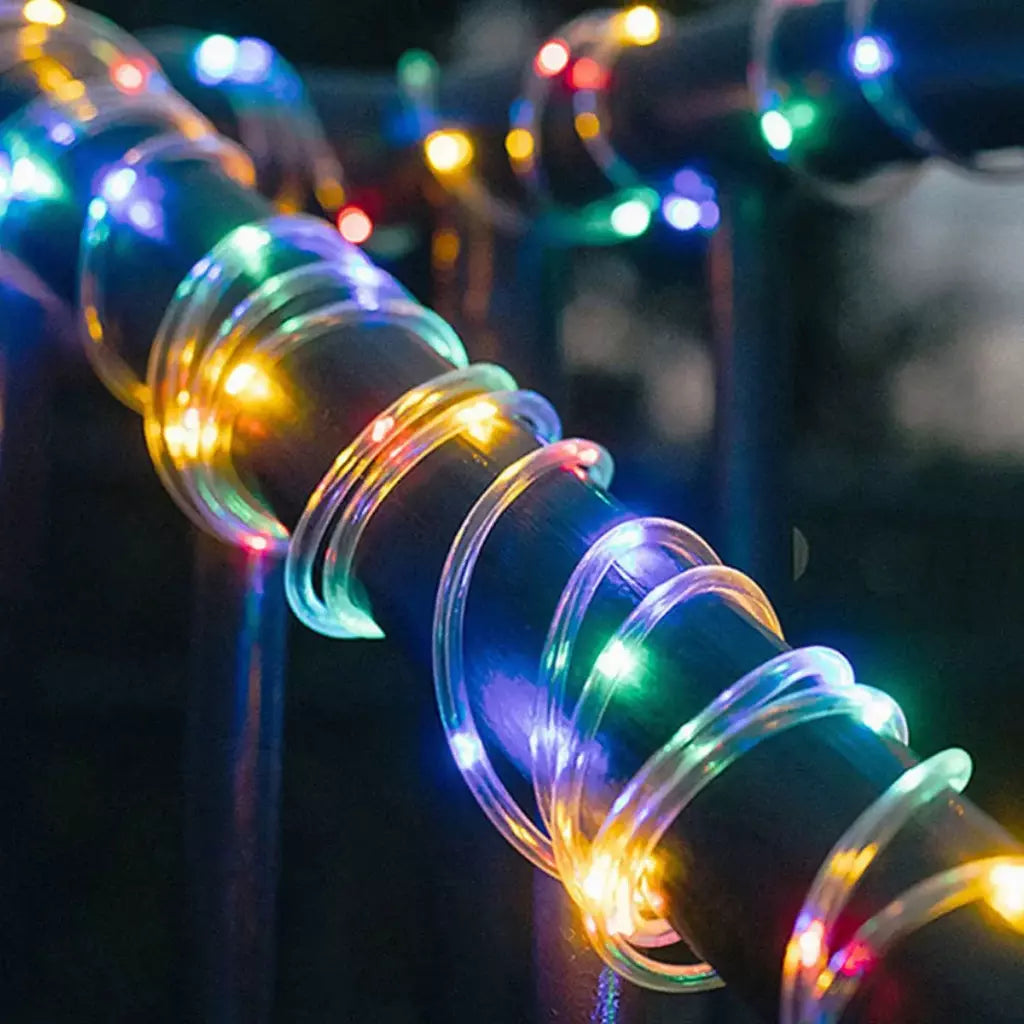 Led solar corda luz de tira corda 7m jardim iluminação rua guirlanda natal luzes fadas ao ar livre ip65 à prova dip65 água tubo lâmpada