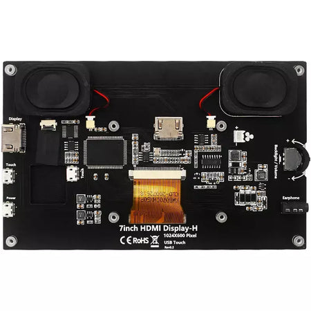 7 Polegada display portátil ips lcd tela de toque capacitivo 1024x600 monitor alto-falantes opcionais para raspberry pi 5 4b 3b + computador portátil