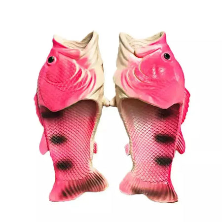 Família engraçado sapatos de peixe chinelos femininos tamanho grande 32-47 alta qualidade pvc meninas sapatos de verão chinelos de praia mulher slides