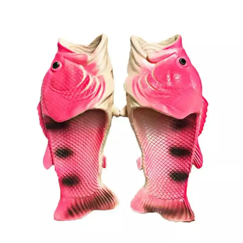 Família engraçado sapatos de peixe chinelos femininos tamanho grande 32-47 alta qualidade pvc meninas sapatos de verão chinelos de praia mulher slides