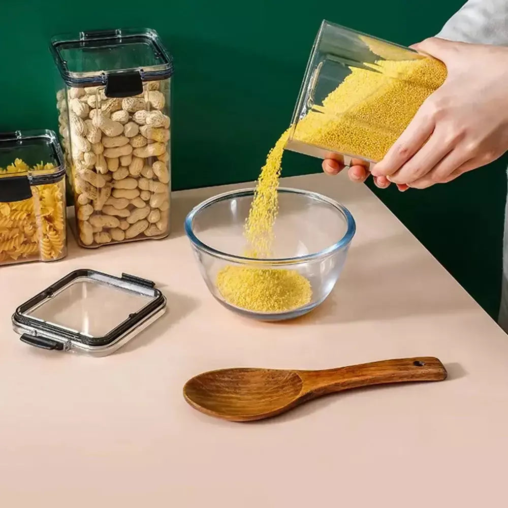 Caixa De Armazenamento De Alimentos Com Tampa, Recipientes De Cozinha, Caixa De Plástico, Frascos Para Cereais A Granel, Organizadores De Geladeira Para Despensa Organizador Frascos Com Tampa