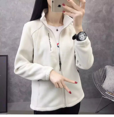 Casacos de lã tamanho grande para mulheres, cardigã quente, roupas esportivas casuais ao ar livre, caminhadas, jogging, ioga, jaquetas femininas, inverno, primavera