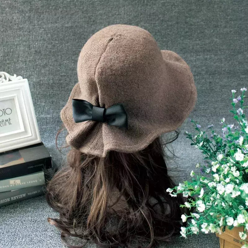 Chapéu de lã de bowknot vintage feminino, Fedoras para senhoras, cúpula de feltro para casamento Igreja Jazz, boné feminino elegante, outono e inverno