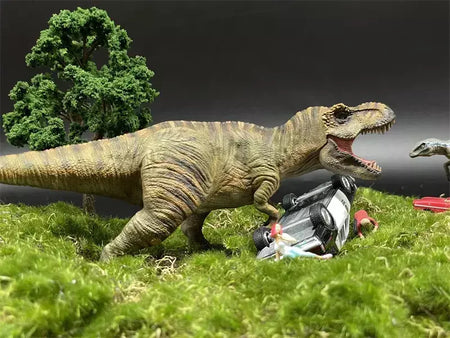 Resina Modelo do Mundo Jurássico, Parque dos Dinossauros, Ranger Homem, Mulher e Criança Figuras, Diecast Alloy Car, Cena em Miniatura Dioramas, Escala 1:64