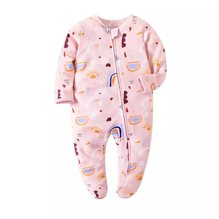 Pijama recém-nascido com zíper, macacão menina e menino, macacão manga comprida, roupa de algodão, moda branca sólida, 0-12 meses, primavera