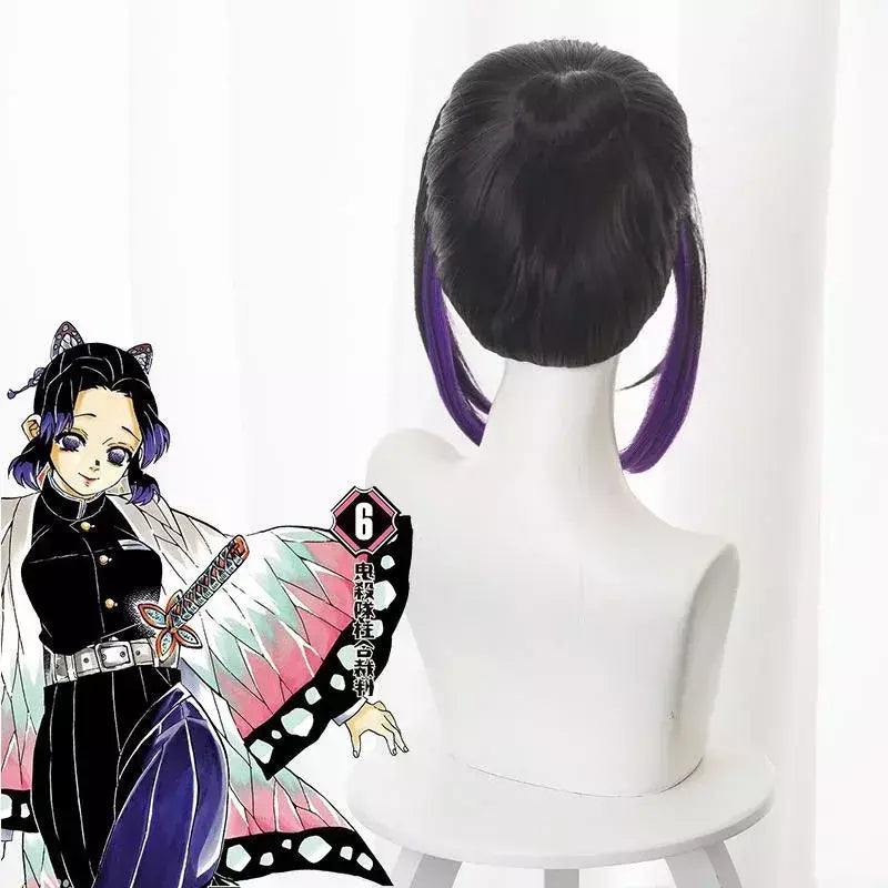 Anime kimetsu não yaiba kochou kochou shinobu cosplay traje demônio slayer kochou uniformes perucas cabelos halloween para crianças adulto
