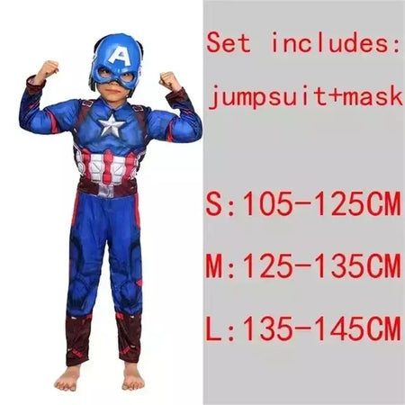 Super-herói homem aranha capitão américa homem de ferro thor hulk batman cosplay traje muscular bodysuit macacão para crianças festa de halloween