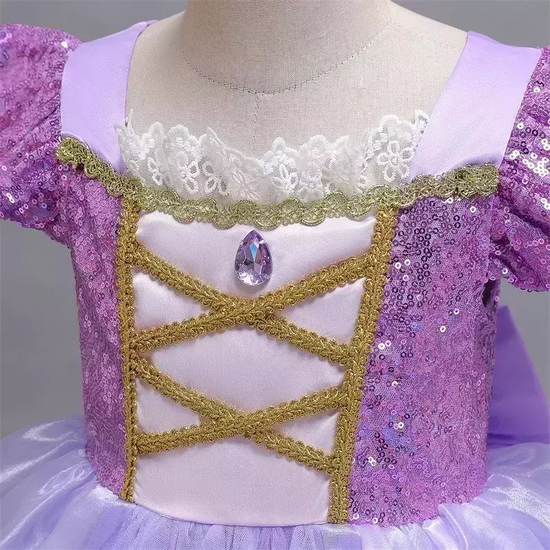 Rapunzel vestido para meninas cinderela belle vestir-se fantasia crianças aniversário princesa traje crianças roupas de festa de halloween 3-10y