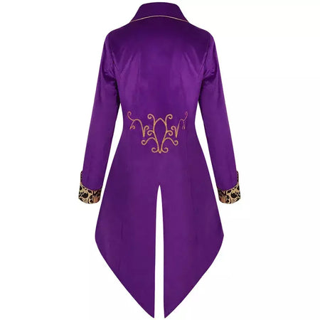 Outono novo roxo masculino luxo jacquard smoking, retalhos impresso casacos, tamanho europeu preto masculino mardi gras vestido longo jaqueta.