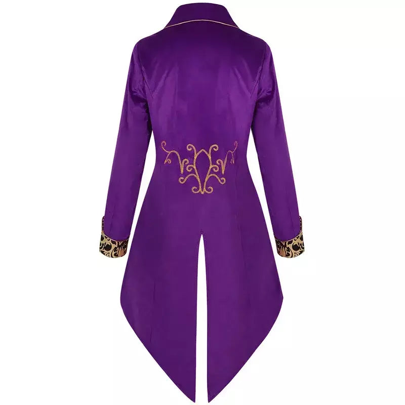 Outono novo roxo masculino luxo jacquard smoking, retalhos impresso casacos, tamanho europeu preto masculino mardi gras vestido longo jaqueta.