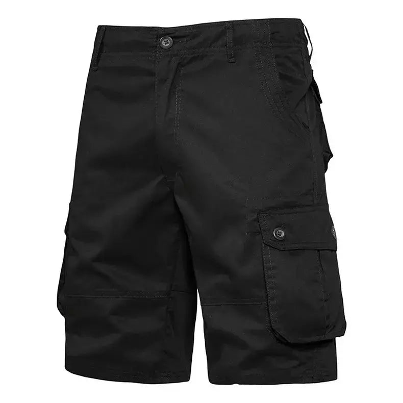 Calções de algodão de bolso múltiplo masculino, macacão de cor sólida de alta qualidade, casual ao ar livre, calças curtas esportivas, novo verão
