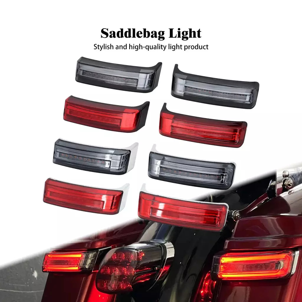 Alforje led para motocicleta, lâmpada de giro, luzes de freio para harley touring road king 97-2022 electra street glide cvo limitado