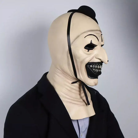 Horror Terrifier Palhaço Cosplay Máscara, Látex, Suave, Demônio, Mal, Coringa, Festa de Halloween, Fantasia, Adulto, Tamanho Único