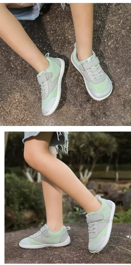 Novos meninos meninas tênis crianças largas sapatos descalços naturalmente spracam sapatos da criança pequena grande criança