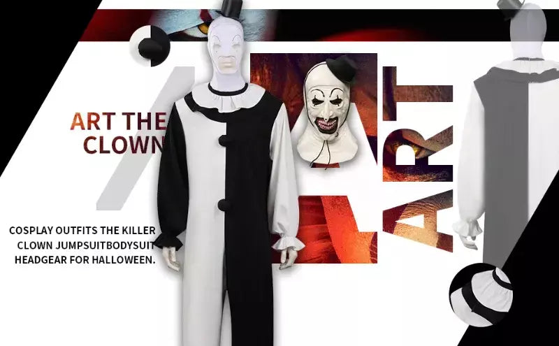 Arte o palhaço cosplay filme terrorífico 2 arte o palhaço cosplay traje macacão máscara trajes de halloween máscara para homens