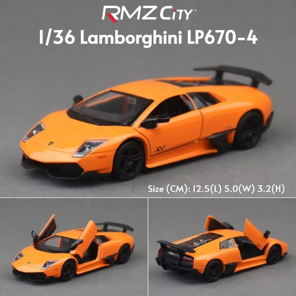 1/36 lamborghini super esporte modelo de carro de brinquedo para crianças rmz city diecast metal miniatura puxar para trás coleção presente criança meninos
