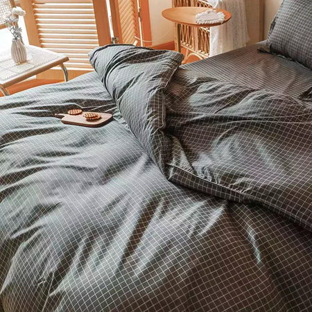Preto branco pequenos verifica impresso conjunto de cama floral capa edredão fronha conjunto cama folha colcha único rainha rei tamanho