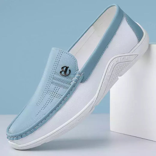 Deslizamento casual masculino em sapatos de couro, mocassins formais, sapatilhas macias e respiráveis para homens, direção antiderrapante, trabalho de escritório, 2024