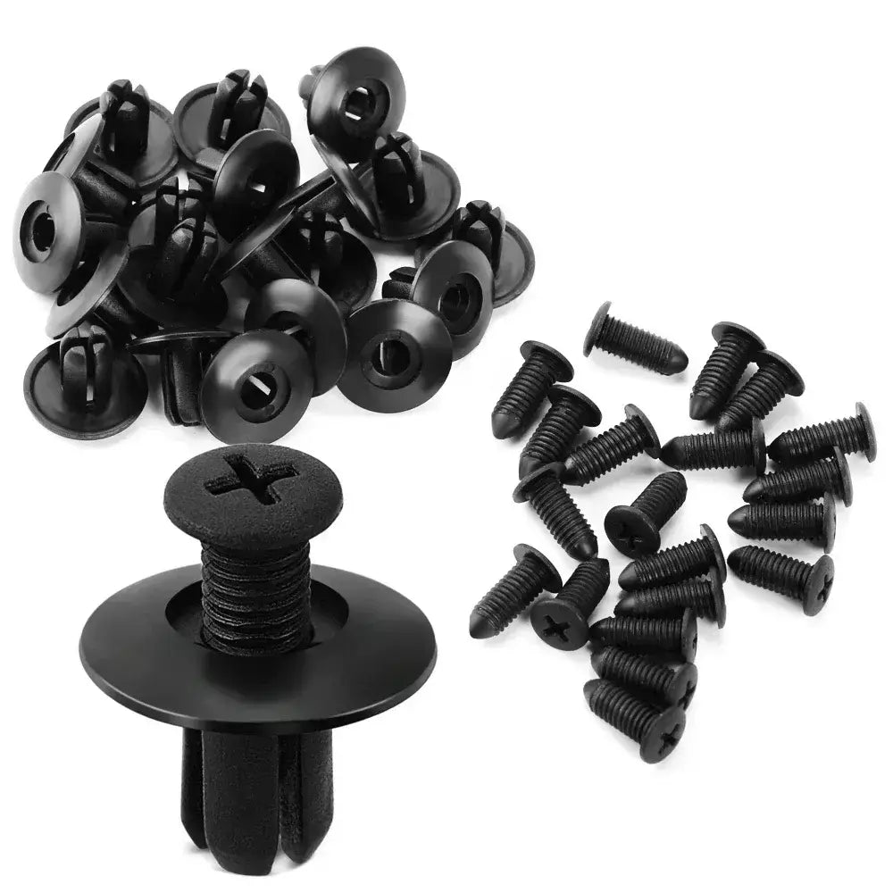 300/50 pçs 8mm fixadores de plástico parafusos universal pára-choques do carro rebites pretos fixador do carro push pin clipes acessórios automóveis