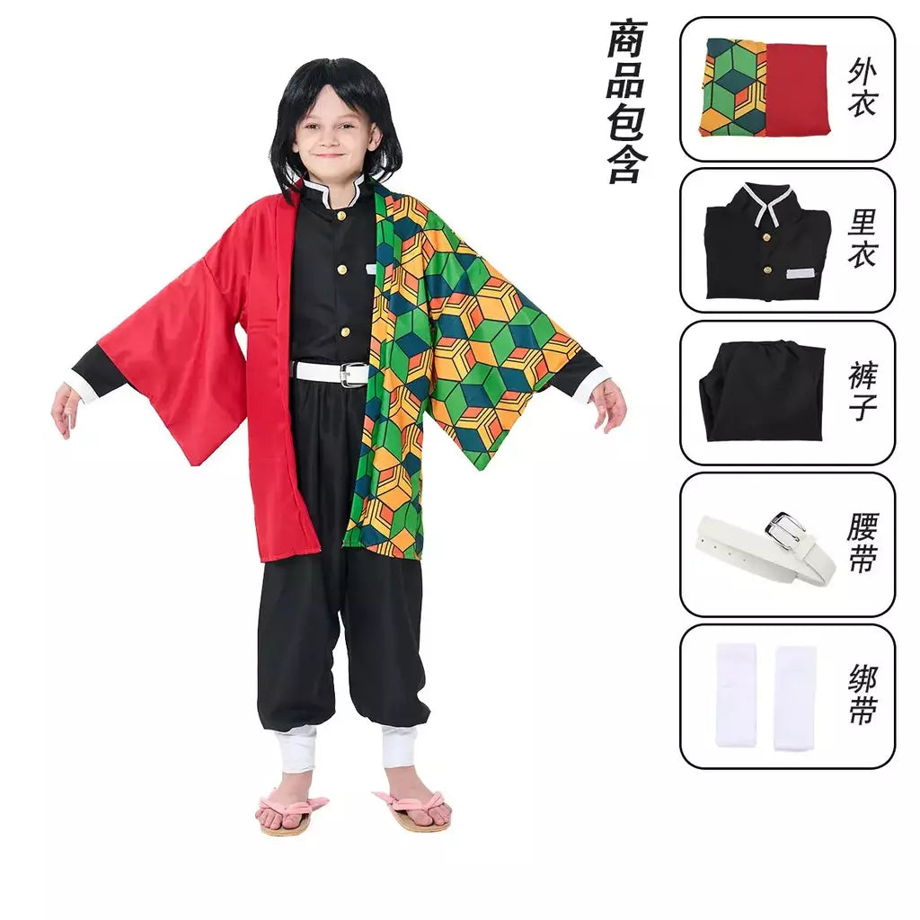 Cosplay traje demônio slayer cosplay tanjiro nezuko cosplay crianças shinobu traje anime dos desenhos animados traje de halloween presentes de natal