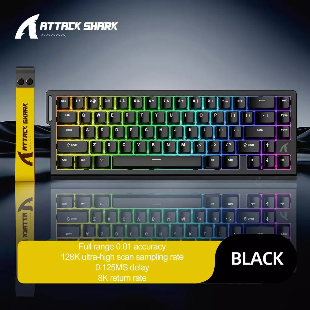 ATTACK SHARK X68HE Teclado Magnético Vermelho Com Fio Mecânico para Pro Gaming 0.01mm Trigg Rápido 8000Hz SOCD/Rs 0.125ms 128K Taxa