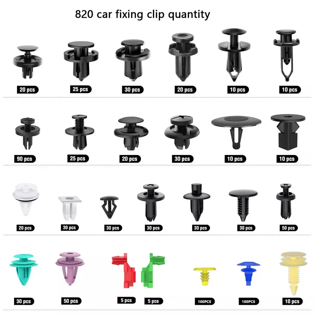 925 pces-100 pces kit clipes de carro pára-choques rebites fixadores auto push tipo pino retentor guarnição kit pára-choques porta guarnição painel clipes reparação