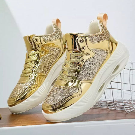 Mulheres de luxo esporte tênis corrida ouro dos homens treinamento atlético caminhada tênis confortável luz casal sapatos esportivos diários