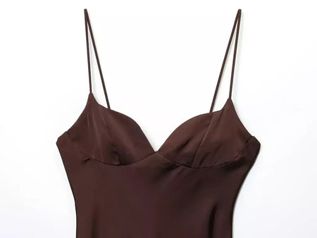 2025 verão novos produtos temperamento feminino sexy cetim texturizado vestido moda sexy suspender vestido