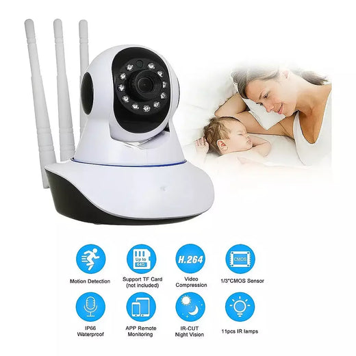 Câmera Ip 3 Antenas Wifi Wireless Yoosee 3ª Geração Visão Noturna