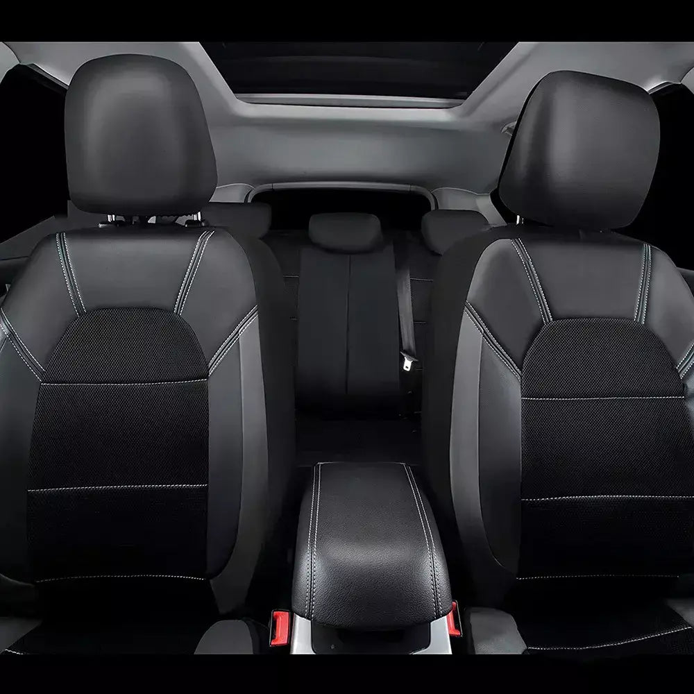 9 peças/set capa de assento de carro couro respirável tecido universal couro do plutônio almofada do assento dianteiro e traseiro assento completo proteger