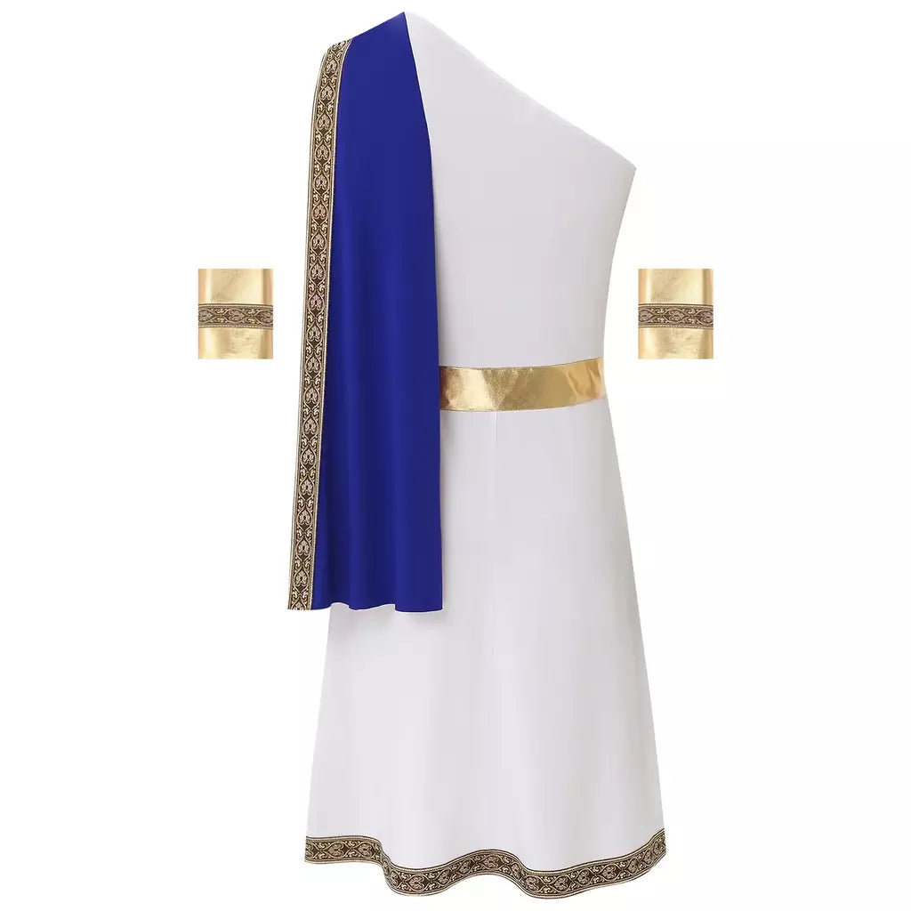 Homens antigo deus grego gladiador halloween cosplay trajes toga com mangas rei romano príncipe toga robe vestido punhos destacáveis