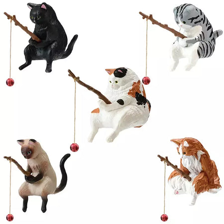 1pc criativo pesca gato carro decoração interior artesanato bonito resina auto estatuetas em miniatura ornamentos acessórios pequenos presentes