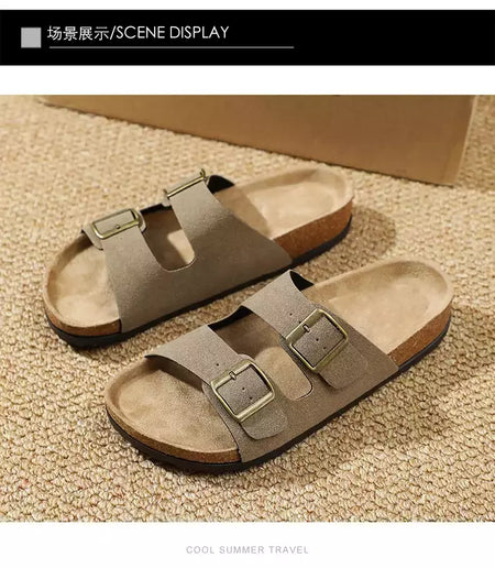 Sandálias masculinas de couro para praia, chinelo confortável, sapatos de marca original, verão 2022