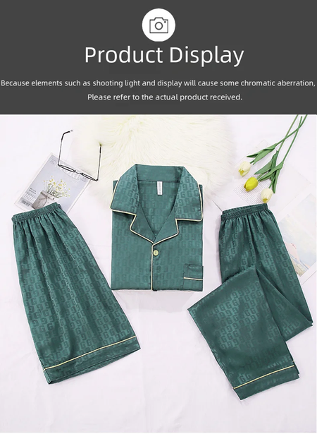 Pijama Jacquard de seda gelada masculino, manga curta, outwear casual, simulação adolescente, roupa de casa, verão, conjunto de 3 peças