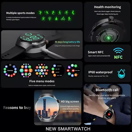 Xiaomi relógio inteligente masculino ms. nfc gps 360*360 1.52amoled hd screentracker bússola bluetoothcall ip68 esporte freqüência cardíaca smartwatch