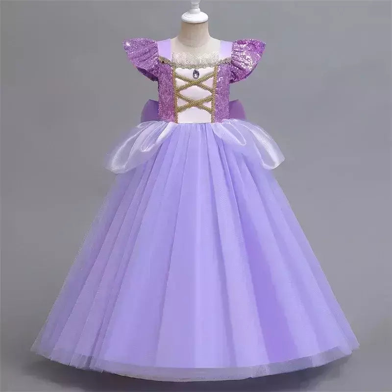 Rapunzel vestido para meninas cinderela belle vestir-se fantasia crianças aniversário princesa traje crianças roupas de festa de halloween 3-10y