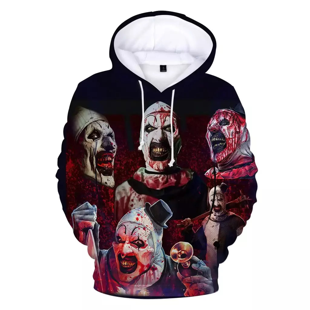 Terrifier 2 personagem assustador impressão 3d hoodies homens hip hop streetwear moletom pullovers harajuku fatos de treino topos roupas masculinas