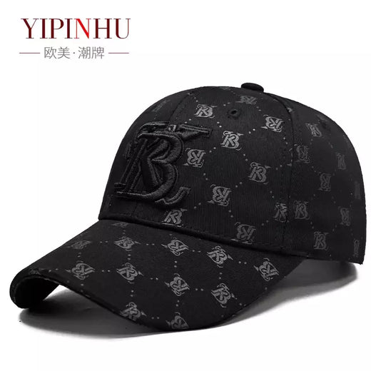 Boné de beisebol masculino estampado na moda, todo preto, tudo combina, maré de rua, marca pica, chapéu masculino, verão