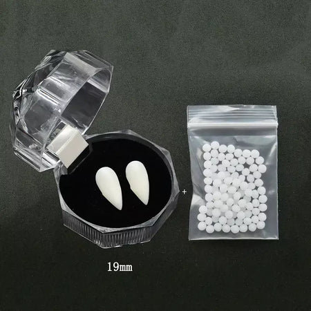 1 par de dentes de vampiro para halloween, presas para dentaduras, adereços para festa, fantasia diy, adereços para cosplay, dentes falsos, presas de resina com cola sólida