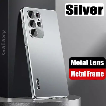 Moldura de alumínio com fecho magnético, capa traseira de plástico de metal para samsung galaxy s25 ultra s24 ultra s23 s22 s21, capa forte à prova de queda