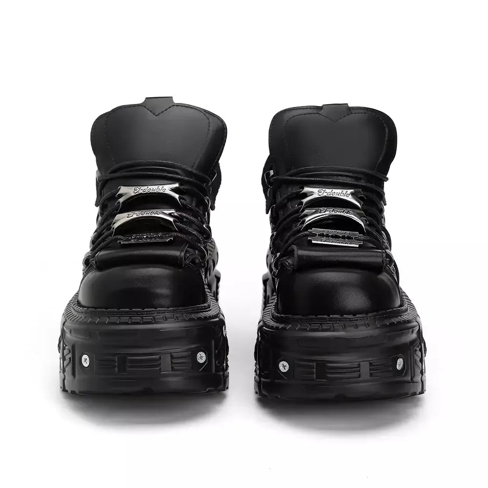 2025 mulher tênis novo estilo punk sapatos femininos gótico tornozelo rock botas rendas salto altura sapatos plataforma mulher decoração de metal