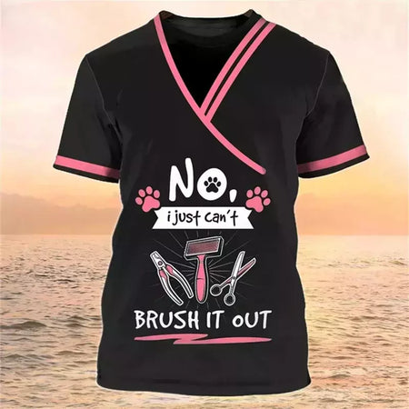 Dog Groomer's T-shirts para homens e mulheres, Pet Grooming Uniformes, Tops roupas, canino, veterinário, cabeleireiros, trabalho canino, 2024