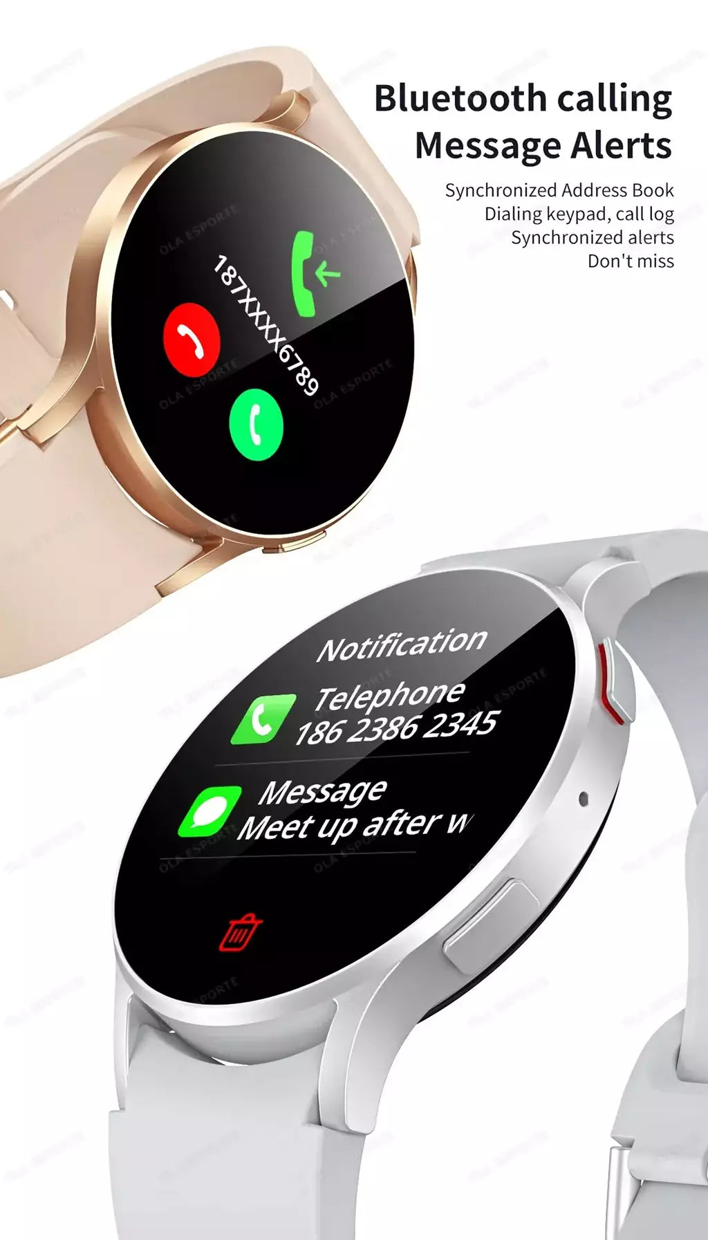 Samsung-Galaxy Smartwatch para homens e mulheres, monitoramento de saúde AMOLED, relógio impermeável, assistente de voz, chamada Bluetooth, relógio inteligente, 2022