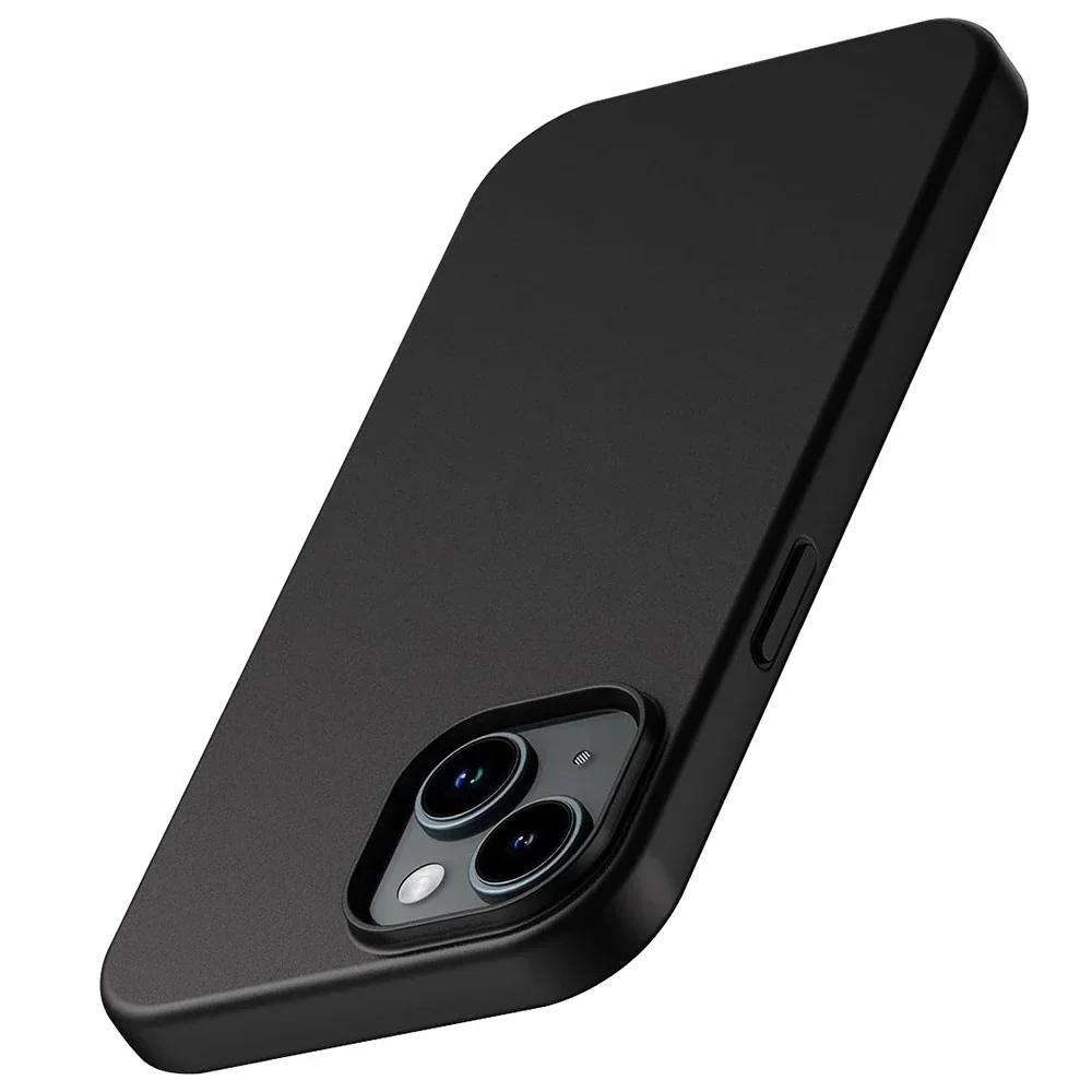 Luxo fosco silicone caso macio para iphone 17 ar 16 15 14 plus 13 12 mini 11 pro max xr ultra fino sólido preto capa