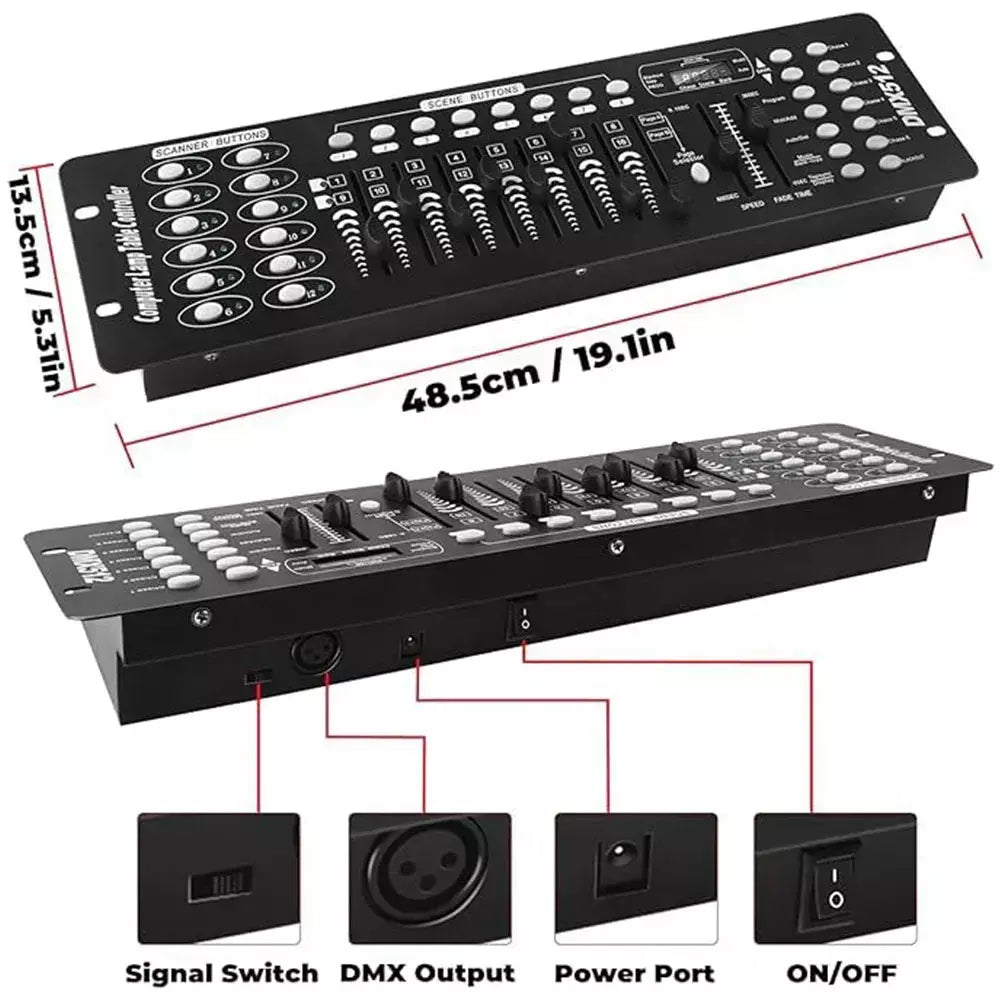 192 controlador dmx equipamento de dj dmx 512 operador midi para led par movendo a cabeça par luz dj discoteca clube bar concertos ao vivo