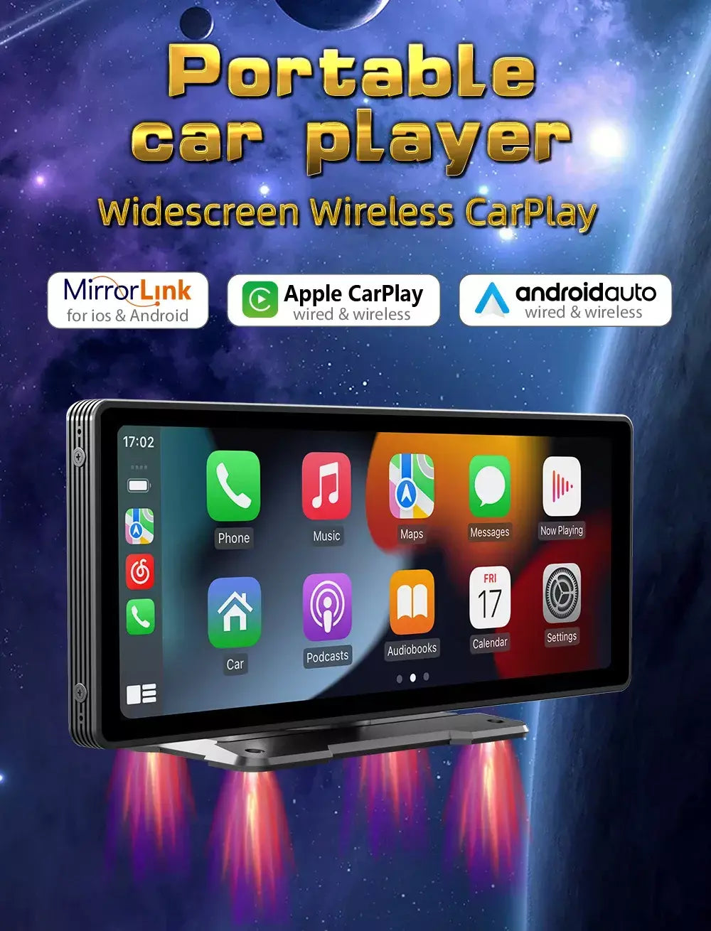 Bqcc 10.26 Polegada portátil mp5 multimídia player de vídeo android auto sem fio carplay tela hd câmera reversa traseira rádio do carro