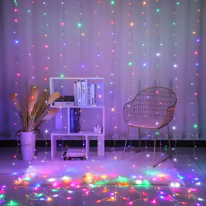 6x3m/3x3m grinalda na cortina festão de alimentação usb (com controle remoto) guirlanda de ano novo luzes led decoração de natal