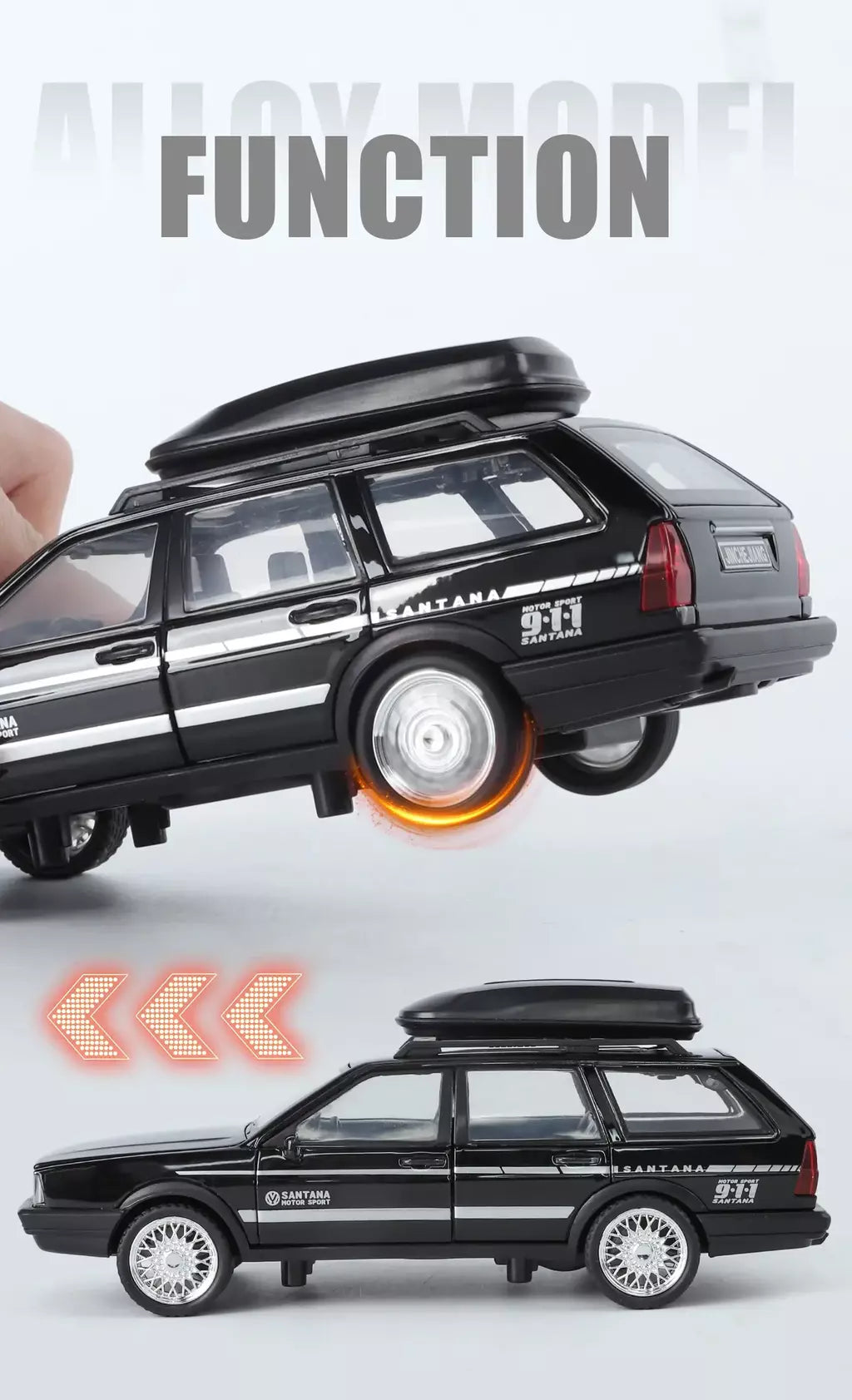 1:32 volkswagenwerk santana wagon liga de metal diecast modelo carro som & luz puxar para trás simulação clássica coleção hobby presente