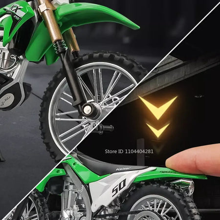 1:12 kawasaki kx450 nijia ZX-6R modelo de motocicleta brinquedo diecast liga carro roda dianteira direção absorção choque decorativo presente do menino