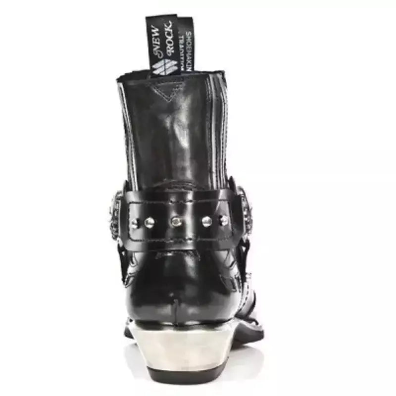 Preto estilo legal botas masculinas rebite cristal decoração fivela cinto apontou toe couro de alta qualidade sapatos masculinos 2024 zapatillas mujers